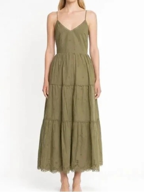 Caroline Constas Dresses & Skirts - NEW Caroline Constas Green Cotton Eyelet Lace Midi Dress Luxury Vacation. 17